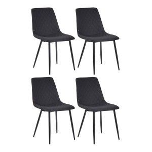 Lote de 4 Sillas de Confidente GALLES en Tela color Negro