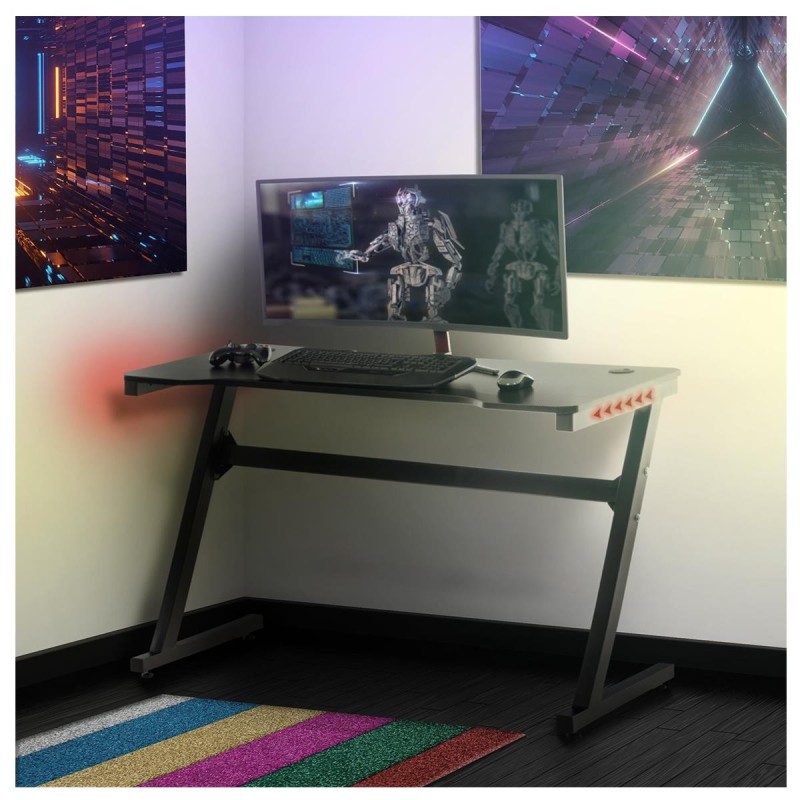 Mesa Gaming LUISY, 120x77x60 cm, color Negro