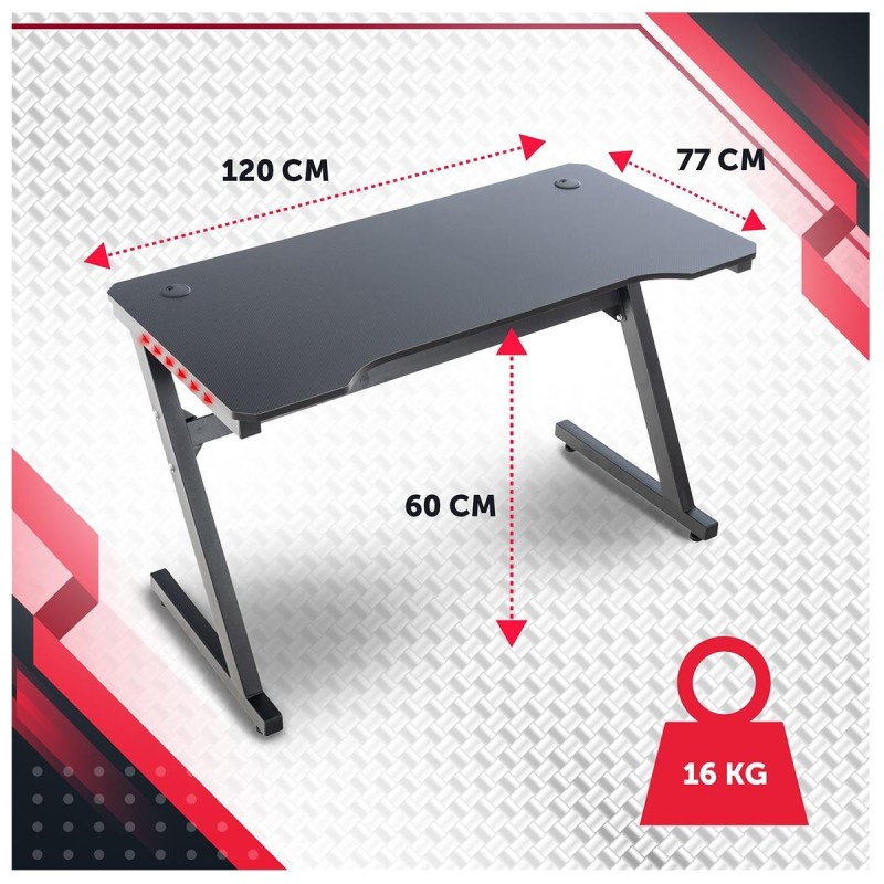 Mesa Gaming LUISY, 120x77x60 cm, color Negro