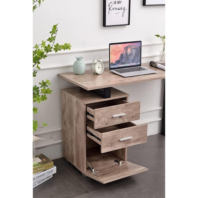 Mesa para Ordenador PERTH en Metal y Madera color Roble