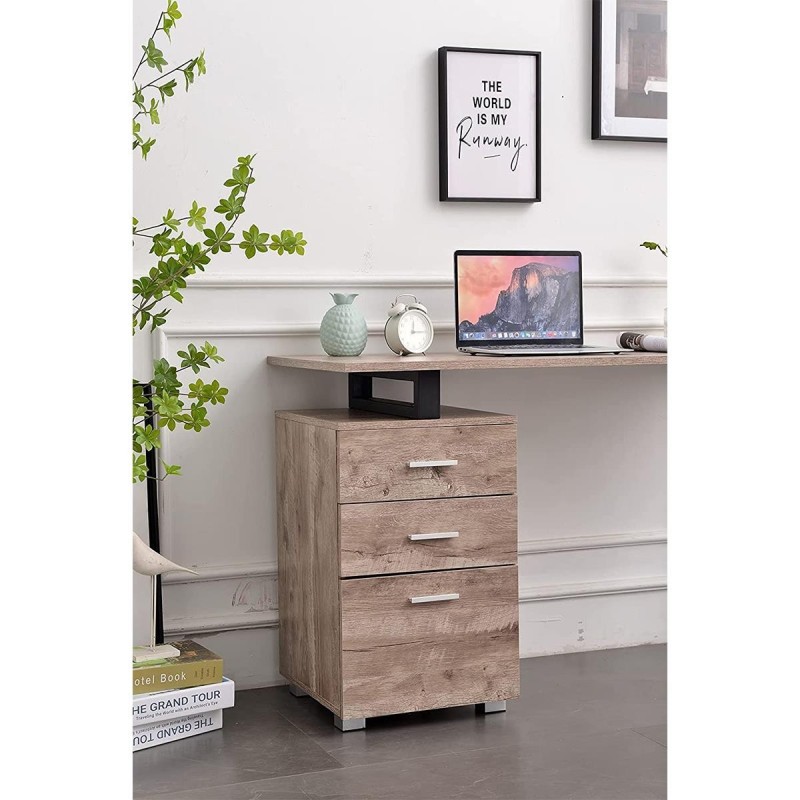 Mesa para Ordenador PERTH en Metal y Madera color Roble