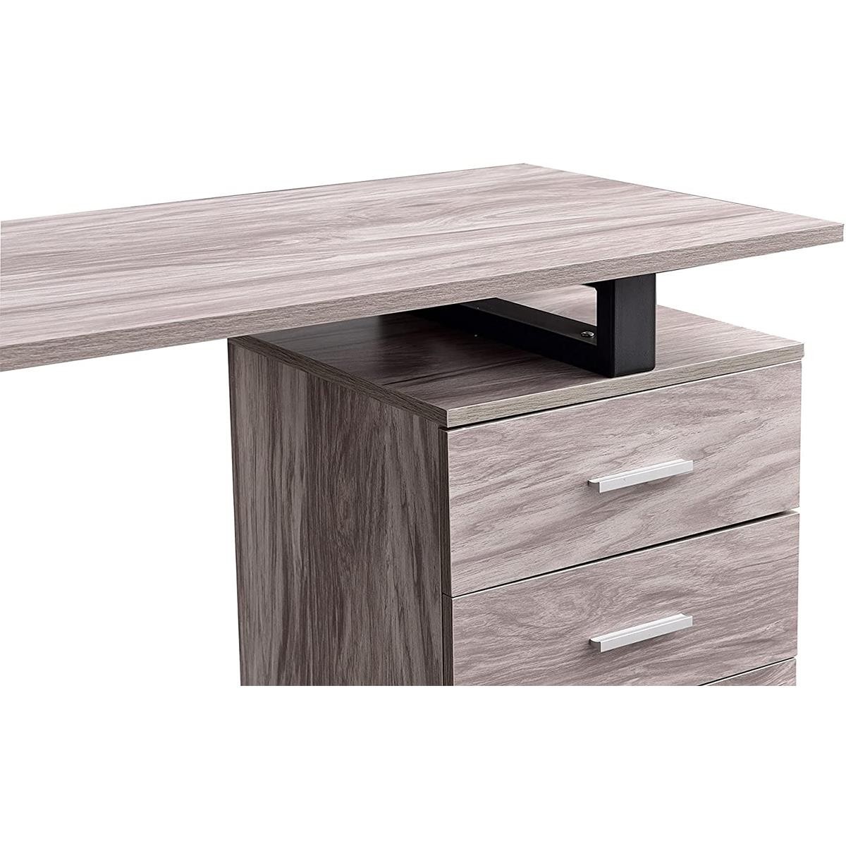 Mesa para Ordenador PERTH, Dimensiones 120x50x75 cm, con Cajones, en Metal y Madera color Roble