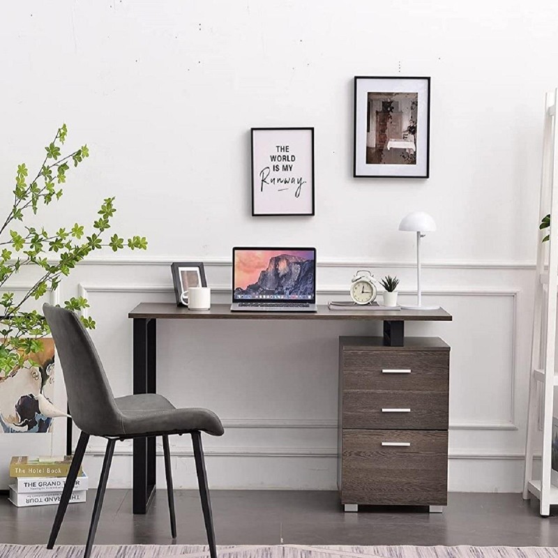 Mesa para Ordenador PERTH en Metal y Madera color Roble