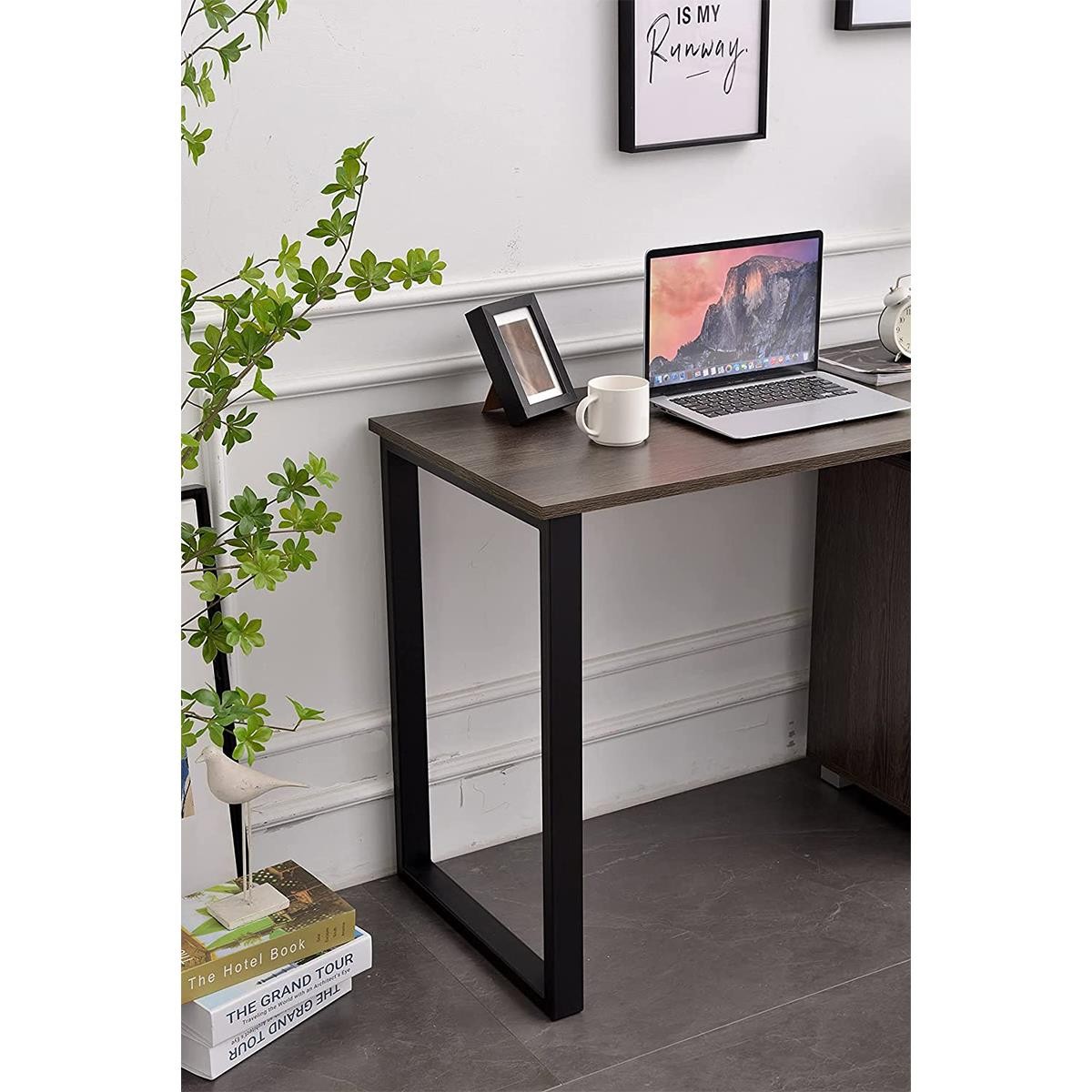 Mesa para Ordenador PERTH, Dimensiones 120x50x75 cm, con Cajones, en Metal y Madera color Roble
