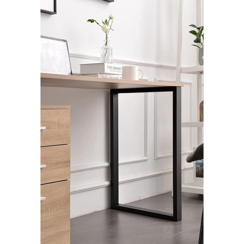 Mesa para Ordenador PERTH en Metal y Madera color Roble