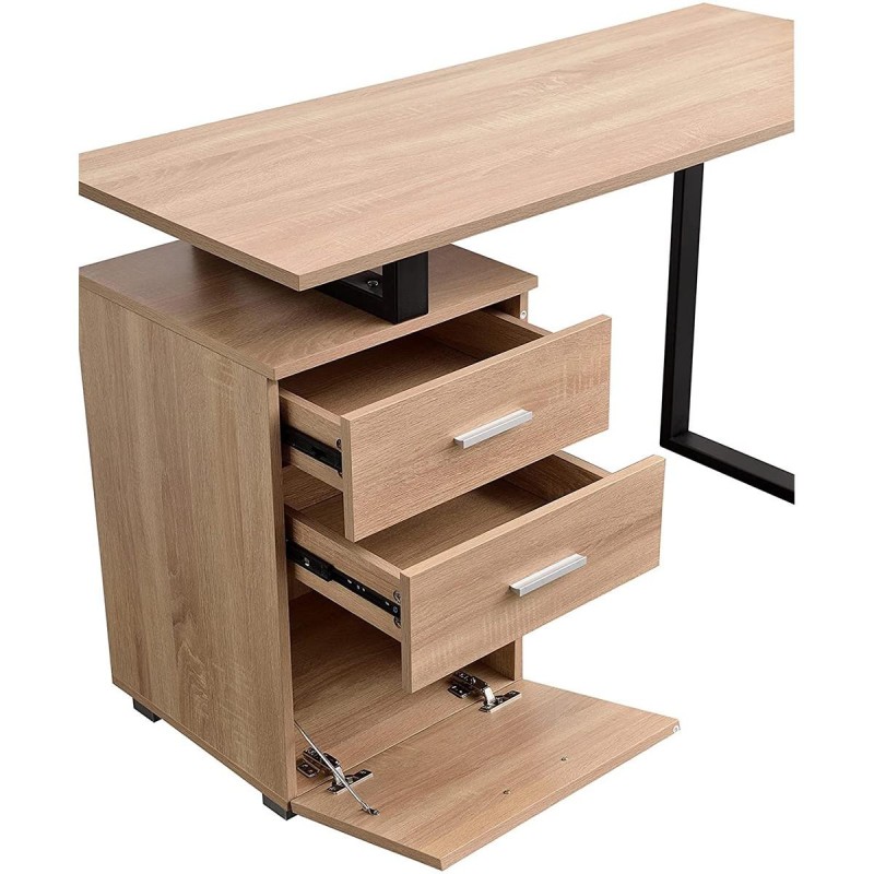 Mesa para Ordenador PERTH en Metal y Madera color Roble