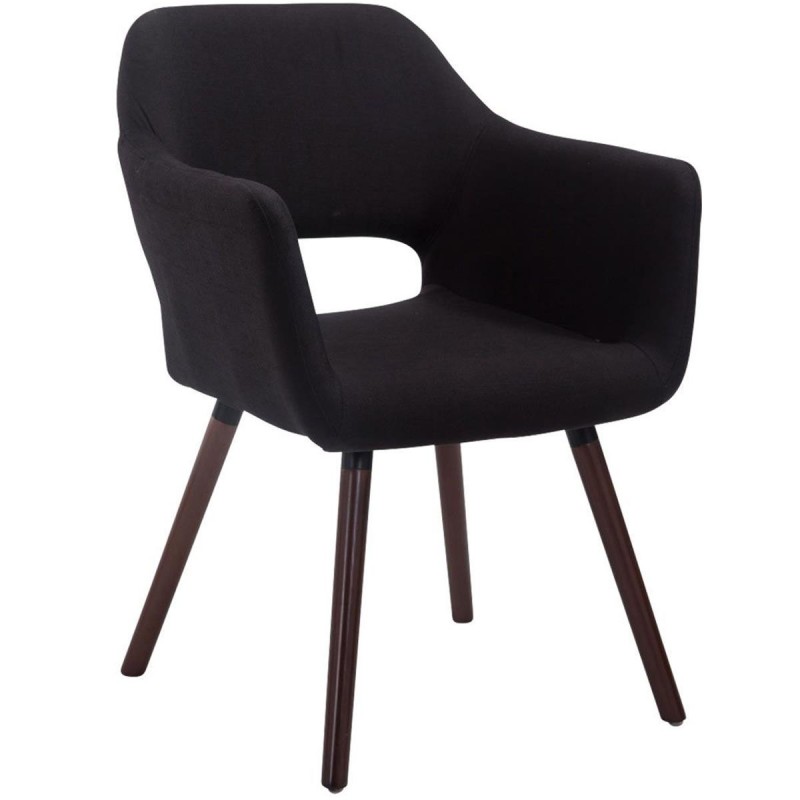 Silla de Confidente KALUM, Patas Nogal, Tela Negra