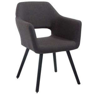 Silla de Confidente KALUM, Patas Negras, Tela Negro
