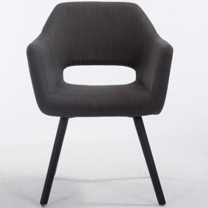 Silla de Confidente KALUM, Patas Negras, Tela Negro