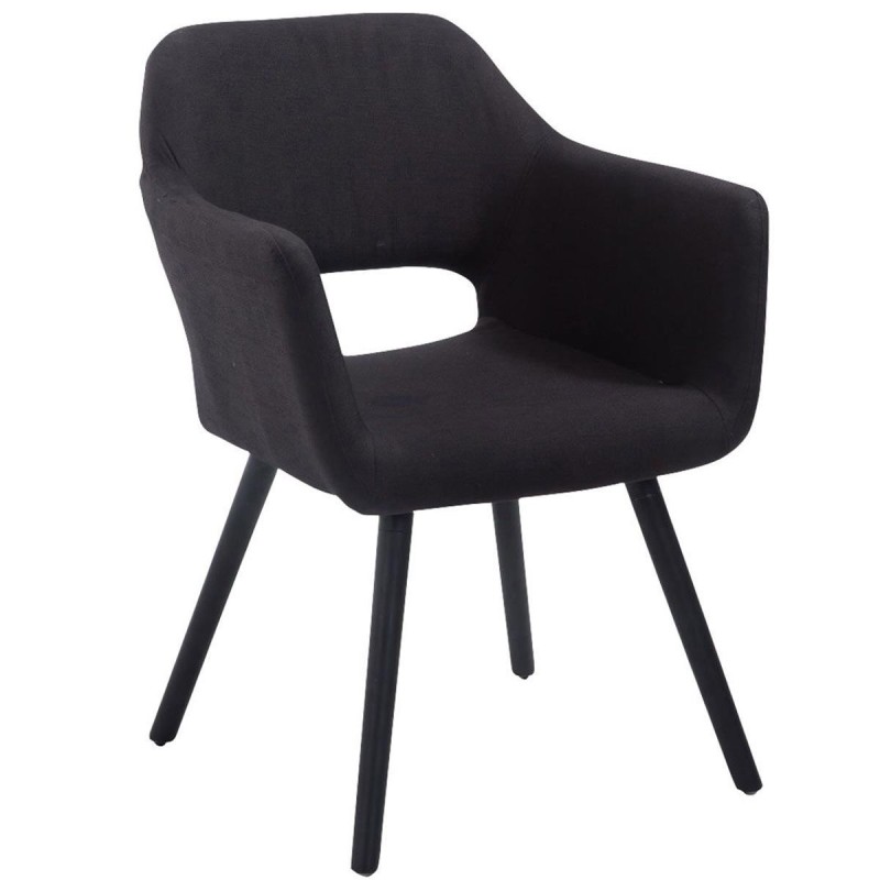 Silla de Confidente KALUM, Patas Negras, Tela Negro