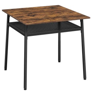 Mesa BRYAN, en Metal y Madera, color Negro y Marrón Oscuro
