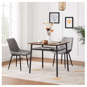 Mesa BRYAN, en Metal y Madera, color Negro y Marrón Oscuro