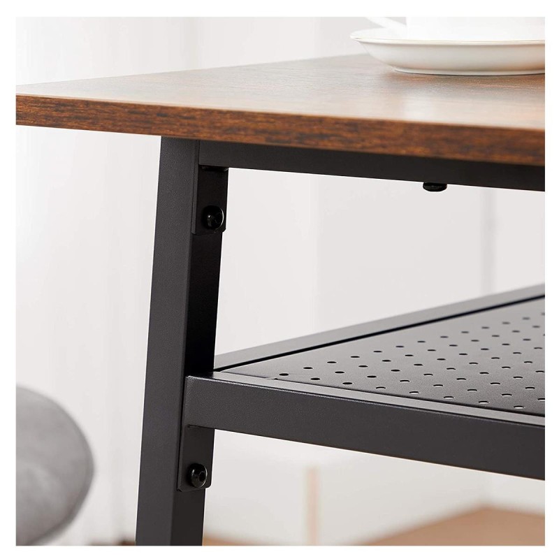 Mesa BRYAN, en Metal y Madera, color Negro y Marrón Oscuro