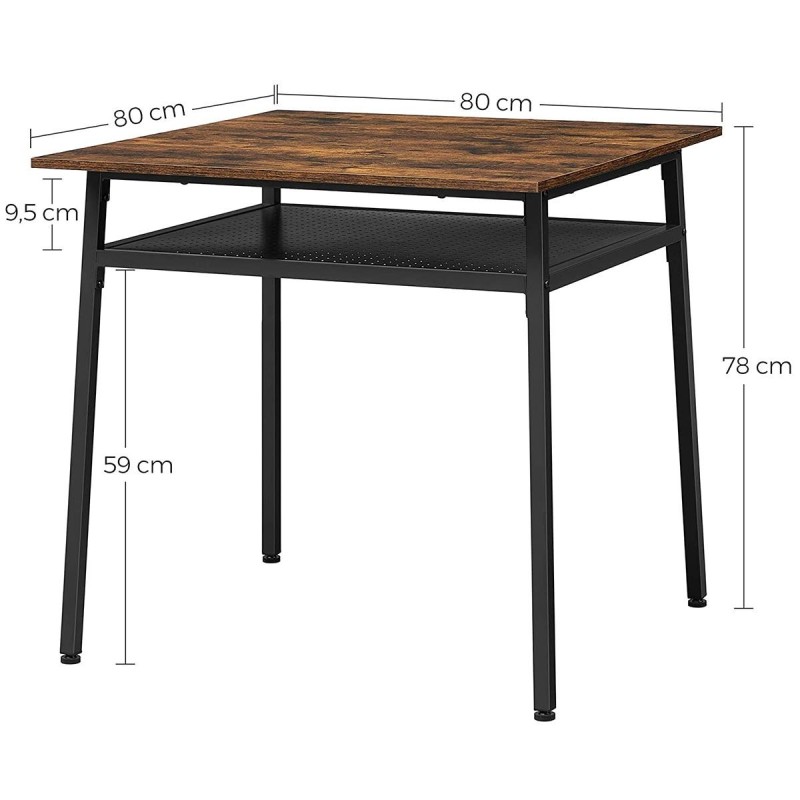 Mesa BRYAN, en Metal y Madera, color Negro y Marrón Oscuro