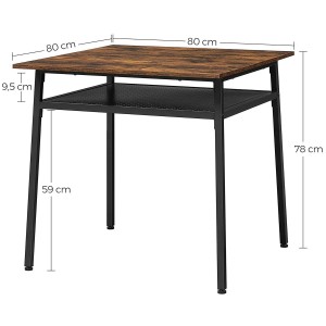 Mesa BRYAN, en Metal y Madera, color Negro y Marrón Oscuro