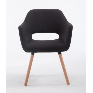 Silla de Confidente KALUM, Patas Naturales, Tela Negra 2