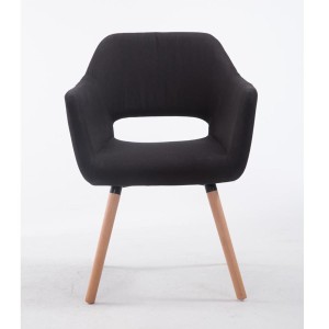 Silla de Confidente KALUM, Patas Naturales, Tela Negra