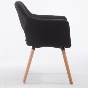 Silla de Confidente KALUM, Patas Naturales, Tela Negra