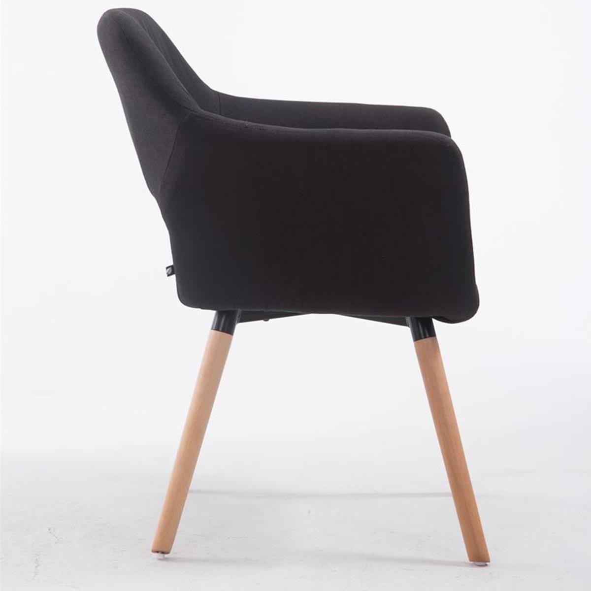 Silla de Confidente KALUM, Diseño Moderno, Patas Naturales, en Tela Negra