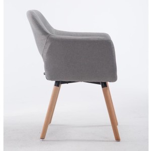 Silla de Confidente KALUM, Patas Naturales, Tela Negra