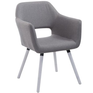 Silla de Confidente KALUM, Patas Blancas, Tela Negra