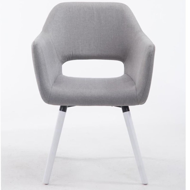 Silla de Confidente KALUM, Patas Blancas, Tela Negra