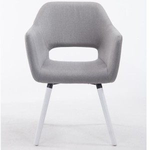 Silla de Confidente KALUM, Patas Blancas, Tela Negra