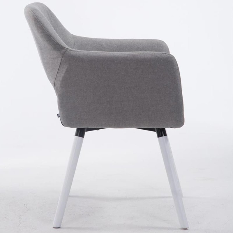 Silla de Confidente KALUM, Patas Blancas, Tela Negra