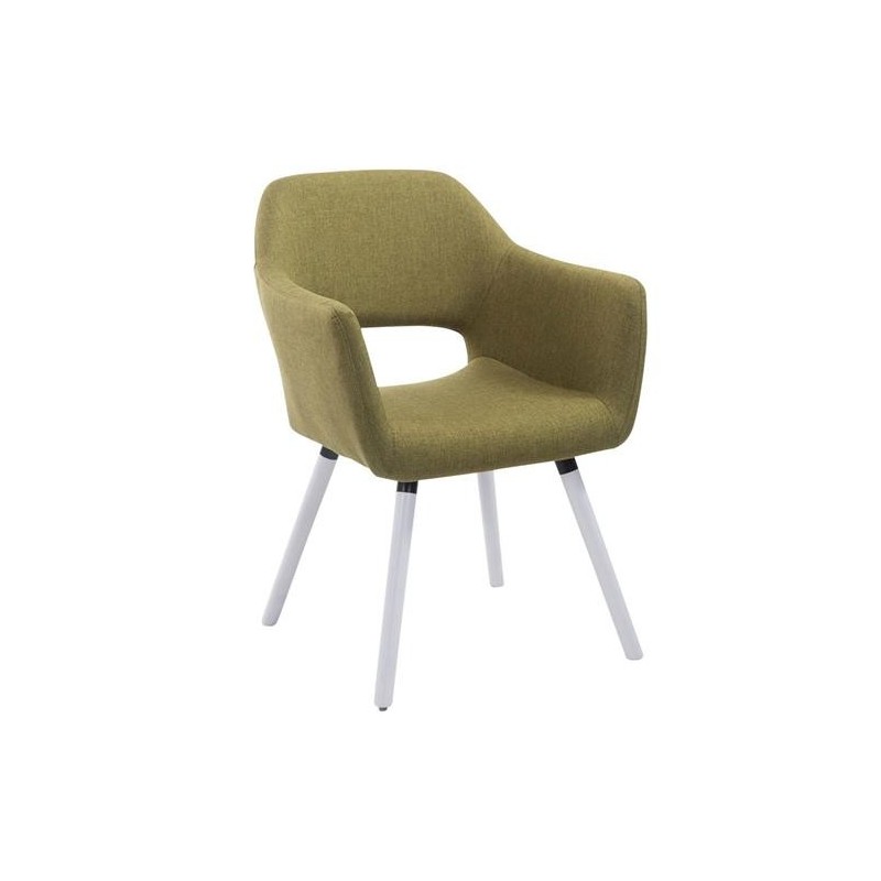 Silla de Confidente KALUM, Patas Blancas, Tela Negra