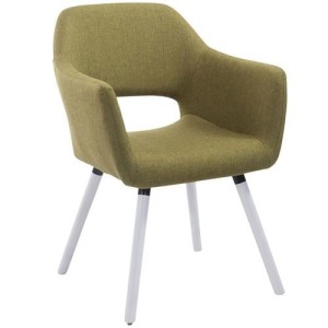 Silla de Confidente KALUM, Patas Blancas, Tela Negra