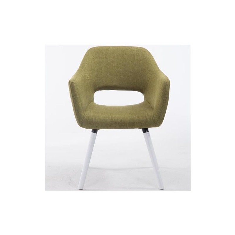 Silla de Confidente KALUM, Patas Blancas, Tela Negra