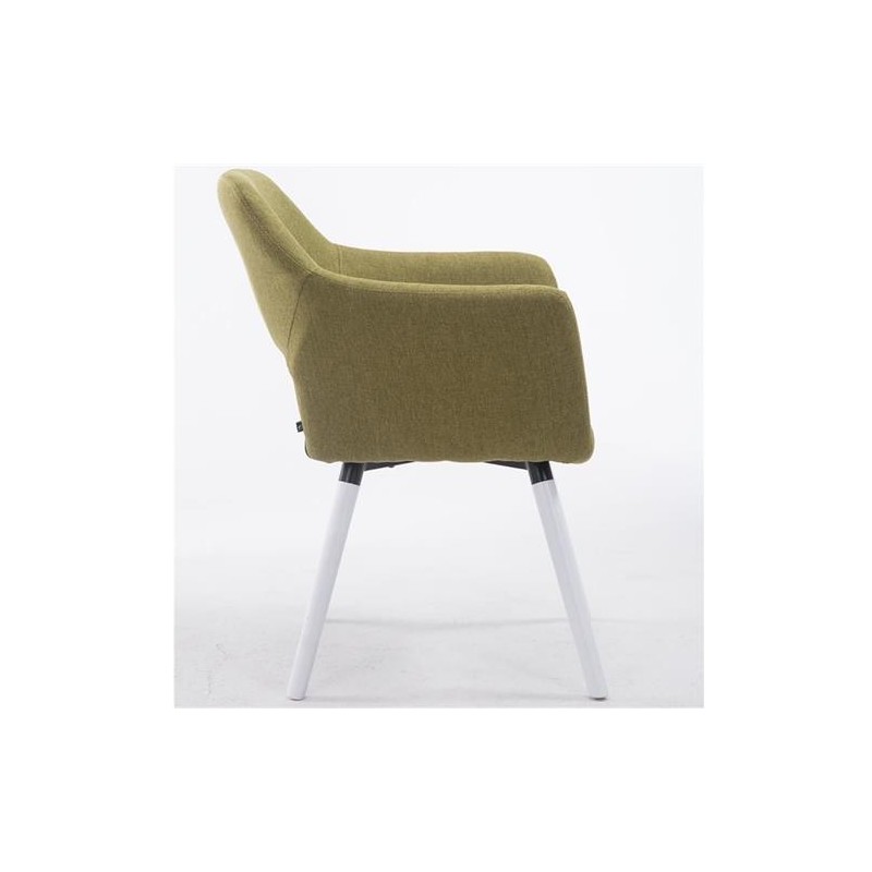 Silla de Confidente KALUM, Patas Blancas, Tela Negra