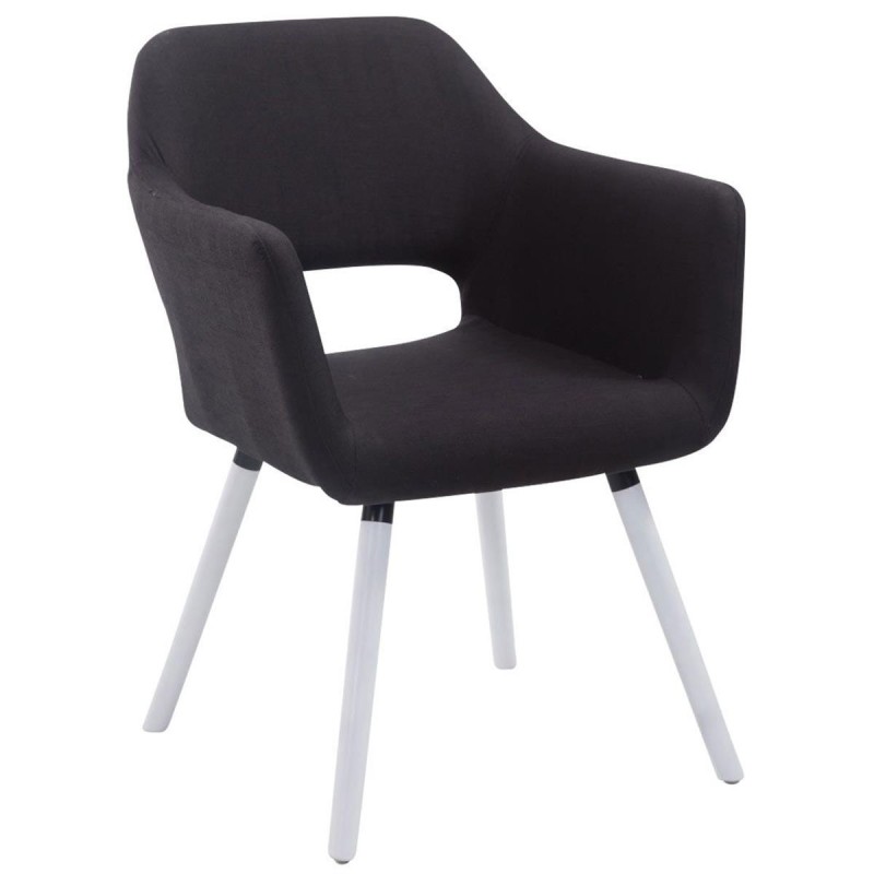 Silla de Confidente KALUM, Patas Blancas, Tela Negra