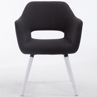 Silla de Confidente KALUM, Patas Blancas, Tela Negra 2