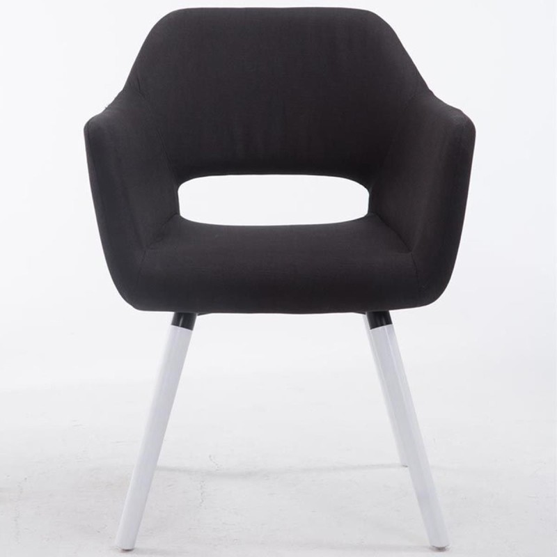 Silla de Confidente KALUM, Patas Blancas, Tela Negra