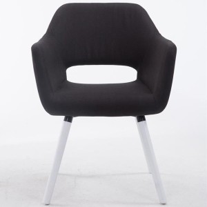 Silla de Confidente KALUM, Patas Blancas, Tela Negra