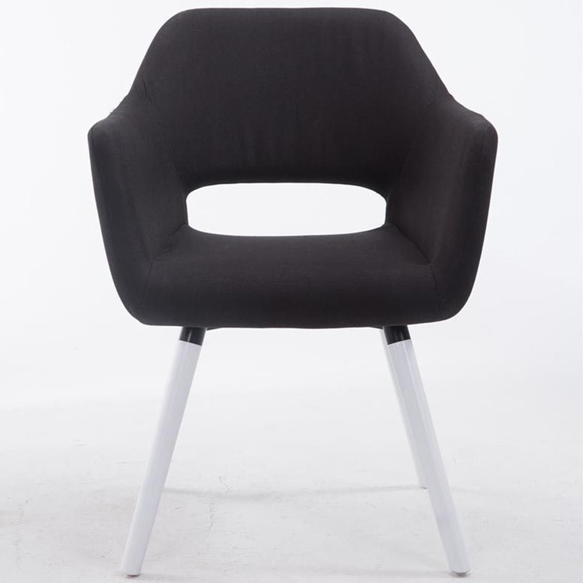 Silla de Confidente KALUM, Diseño Moderno, Patas Blancas, en Tela Negra