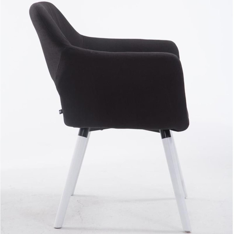 Silla de Confidente KALUM, Patas Blancas, Tela Negra