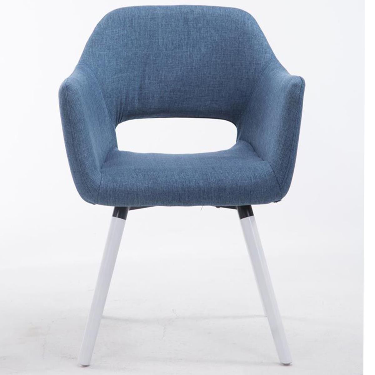 Silla de Confidente KALUM, Diseño Moderno, Patas Blancas, en Tela Negra