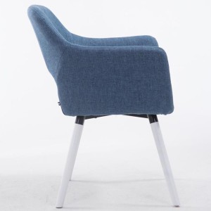 Silla de Confidente KALUM, Patas Blancas, Tela Negra