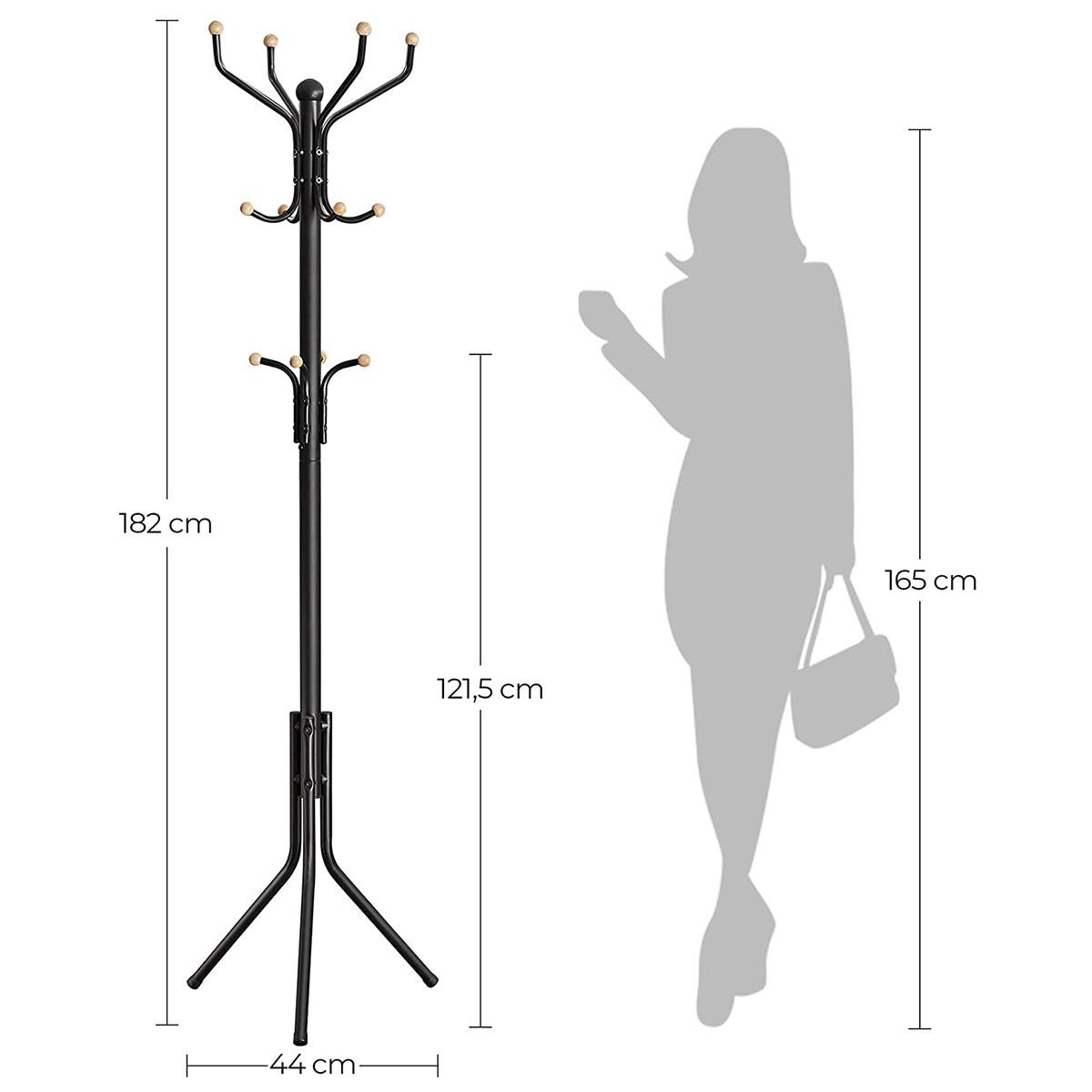 Perchero LOTTY, 44x44x182 cm, 12 Ganchos, en Metal color Negro