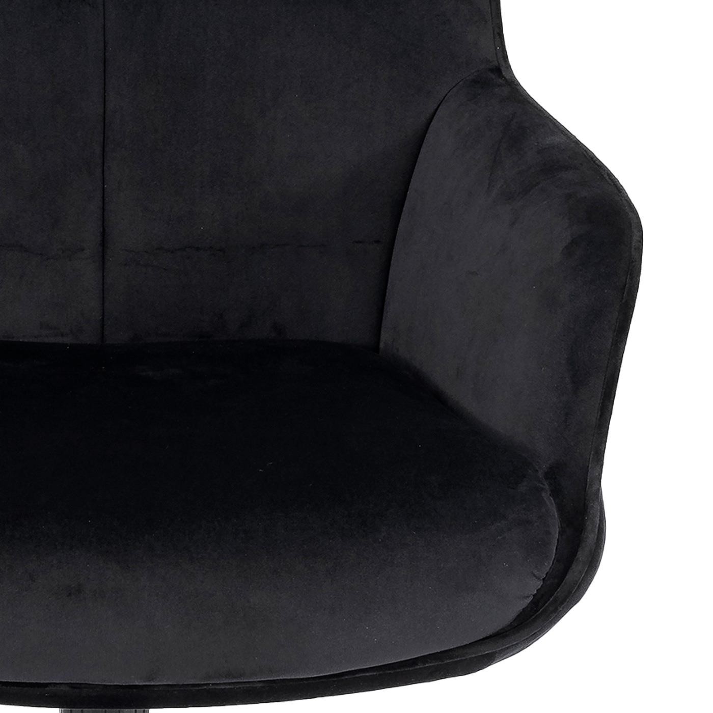 Silla de Oficina NIGEL, Exclusivo Diseño, Base Metálica, en Terciopelo color Negro