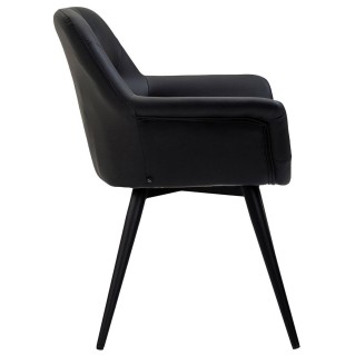 Silla de Confidente LIDIA, Patas Negras, en Piel color Negro 2