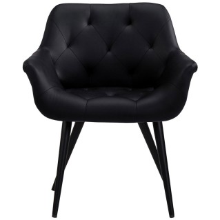 Silla de Confidente LIDIA, Patas Negras, en Piel color Negro 2