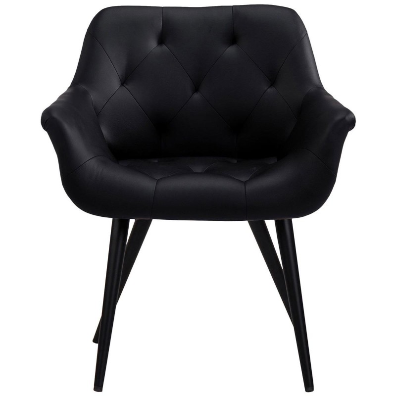 Silla de Confidente LIDIA, Patas Negras, en Piel color Negro