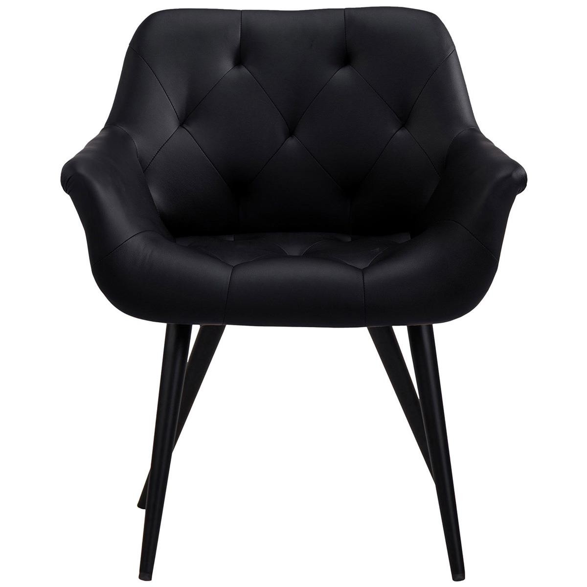 Silla de Confidente LIDIA, Patas Negras, en Piel color Negro
