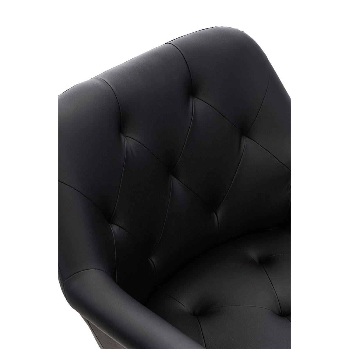 Silla de Confidente LIDIA, Patas Negras, en Piel color Negro