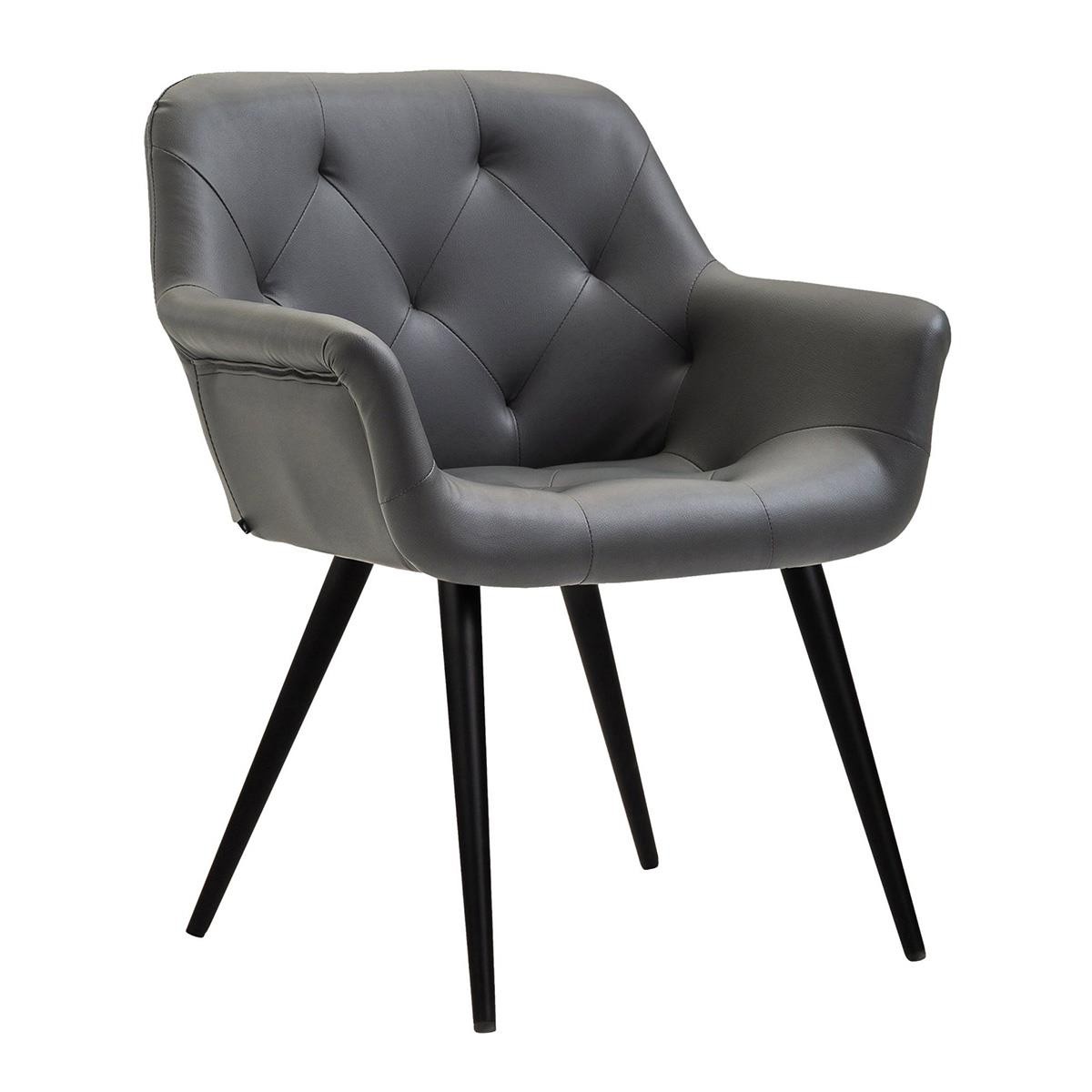 Silla de Confidente LIDIA, Patas Negras, en Piel color Negro