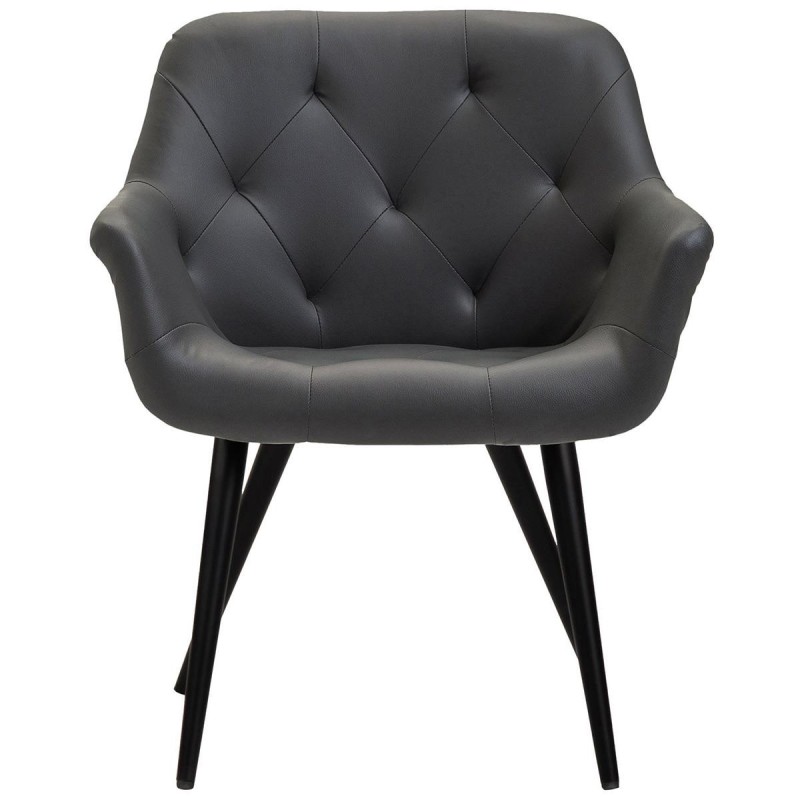 Silla de Confidente LIDIA, Patas Negras, en Piel color Negro