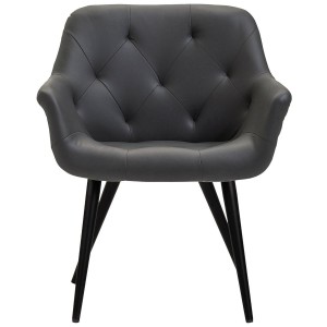 Silla de Confidente LIDIA, Patas Negras, en Piel color Negro